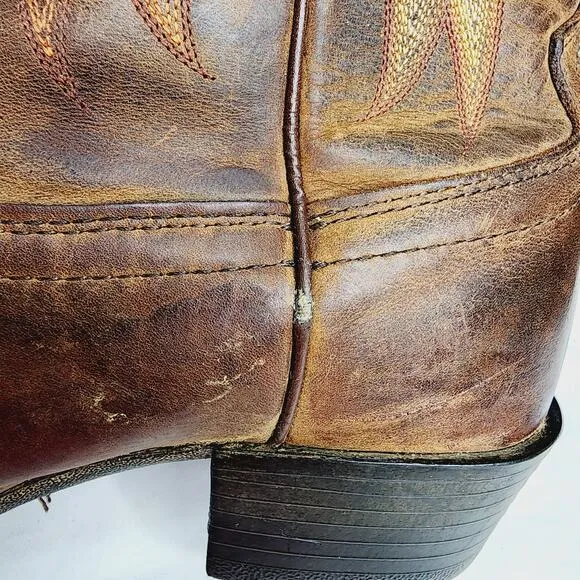 Justin Stampede Brown Leather Men's Western Cowboy Boots 9EE Style 2551