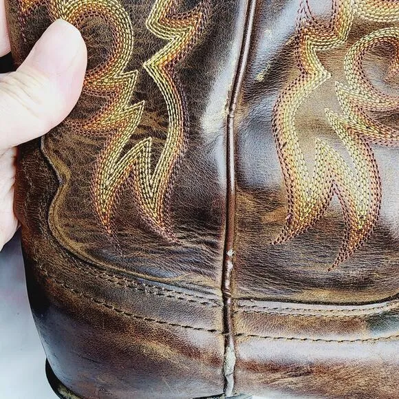 Justin Stampede Brown Leather Men's Western Cowboy Boots 9EE Style 2551