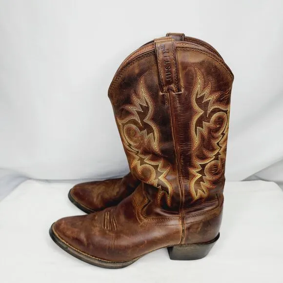 Justin Stampede Brown Leather Men's Western Cowboy Boots 9EE Style 2551