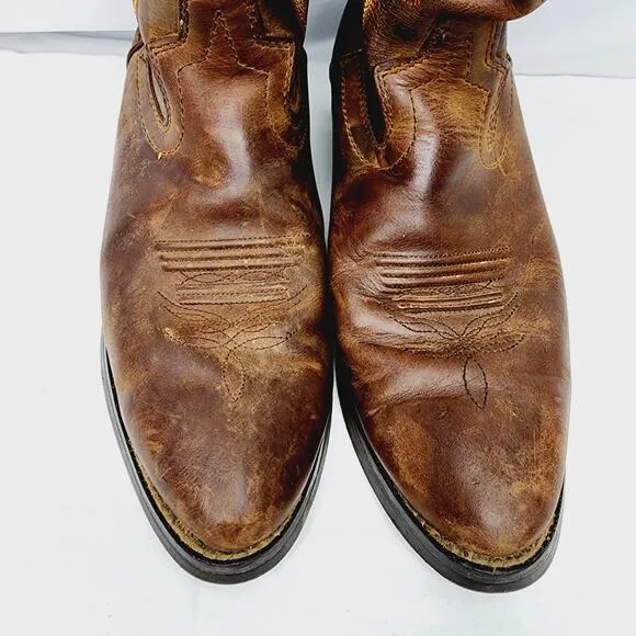 Justin Stampede Brown Leather Men's Western Cowboy Boots 9EE Style 2551