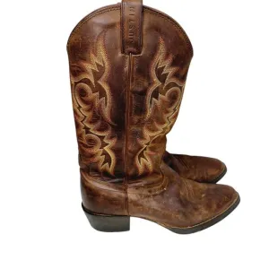 Justin Stampede Brown Leather Men's Western Cowboy Boots 9EE Style 2551