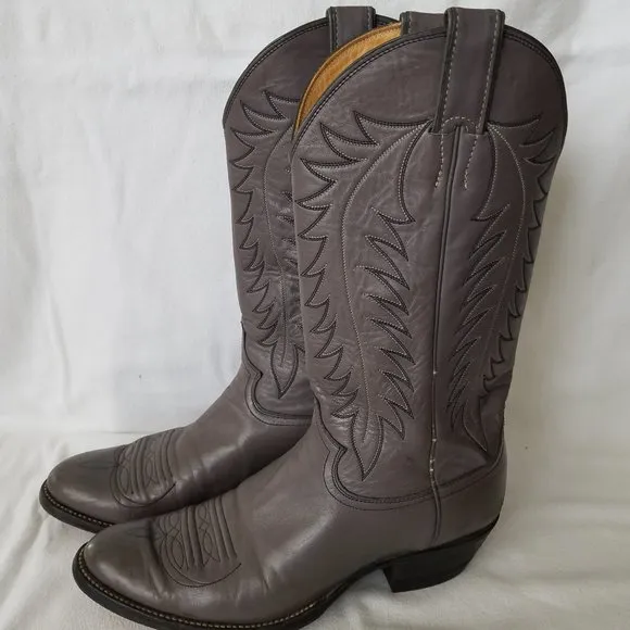 JUSTIN Style 1793 Mens Gray Leather Western Cowboy Boots Size 9 B