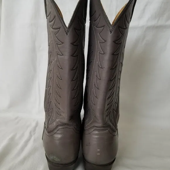 JUSTIN Style 1793 Mens Gray Leather Western Cowboy Boots Size 9 B
