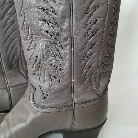 JUSTIN Style 1793 Mens Gray Leather Western Cowboy Boots Size 9 B