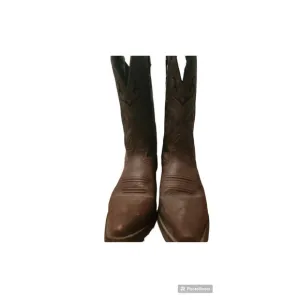 Justin Western Boots Brown Leather Pointed Toe Pull On Boots 4D #2459