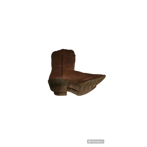 Justin Western Boots Brown Leather Pointed Toe Pull On Boots 4D #2459