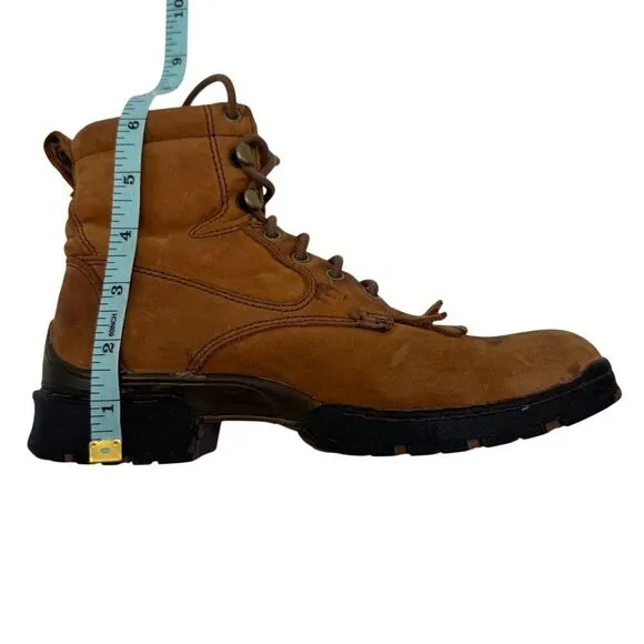 Justin Women's Brown Leather Lace-up‎ Work Boots with Kiltie Fringe Size 6.5