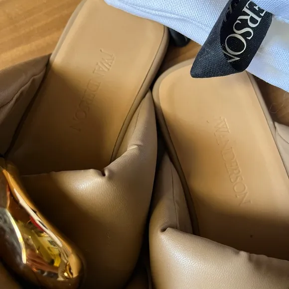 JW ANDERSON Tan Slip-On Sandals with Puffy Straps