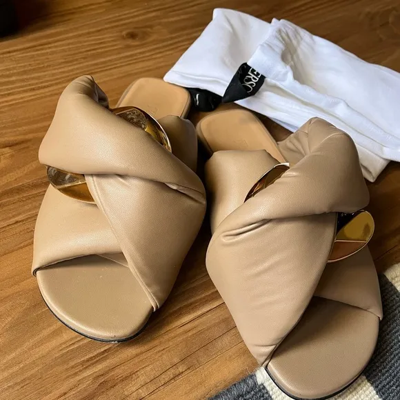 JW ANDERSON Tan Slip-On Sandals with Puffy Straps