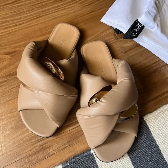 JW ANDERSON Tan Slip-On Sandals with Puffy Straps