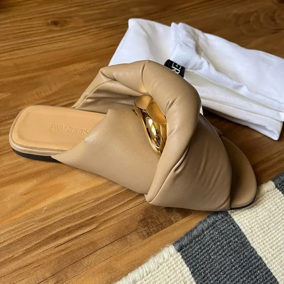 JW ANDERSON Tan Slip-On Sandals with Puffy Straps