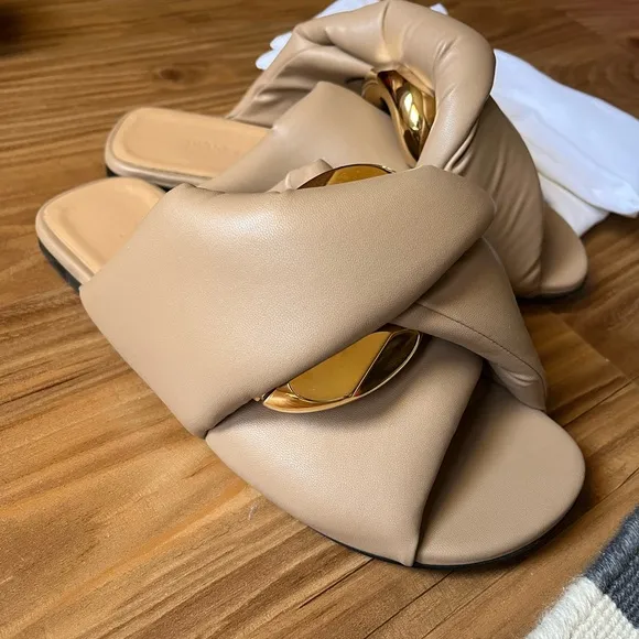 JW ANDERSON Tan Slip-On Sandals with Puffy Straps