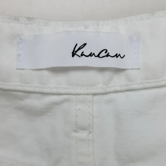 KanCan You Only Live Once White Denim Distressed High Rise Shorts Size Medium
