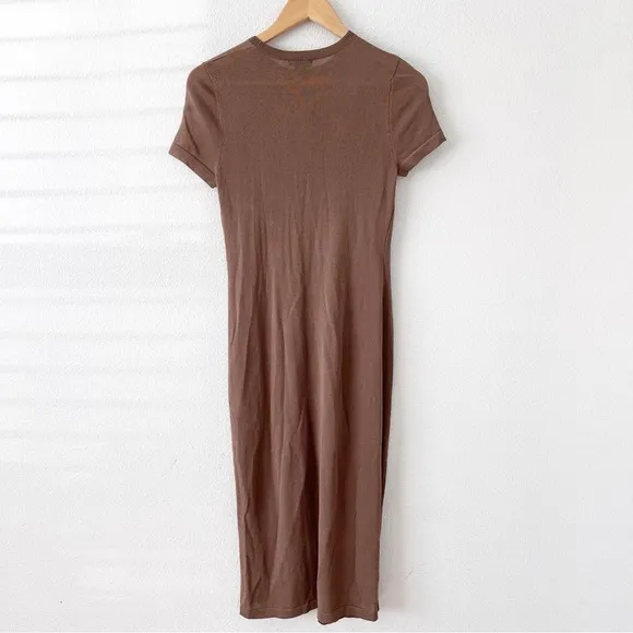 Karen Millen Trimmed Summer Knit Column Dress in Light Khaki