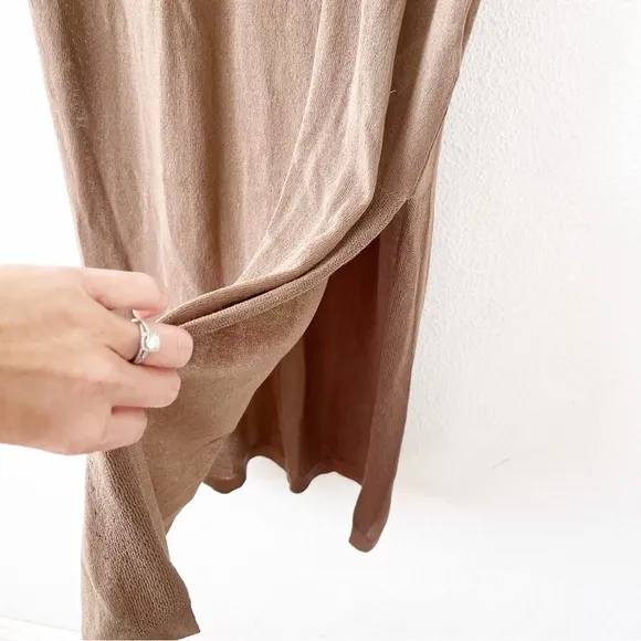 Karen Millen Trimmed Summer Knit Column Dress in Light Khaki