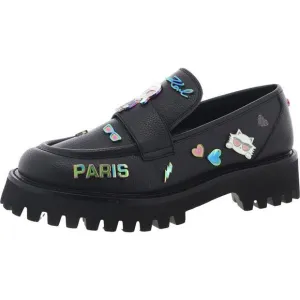 Karl Lagerfeld Paris Womens Gaston Black Leather Embellished Loafers New