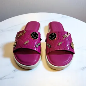 Karl Lagerfeld Paris Women's Pink Carenza Pins Flat Sandals Size 5M NWT