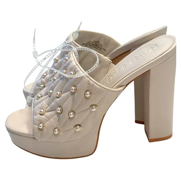 Karl Lagerfeld Pearl Studded AVIVA Platform Sandals