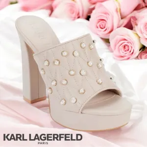 Karl Lagerfeld Pearl Studded AVIVA Platform Sandals