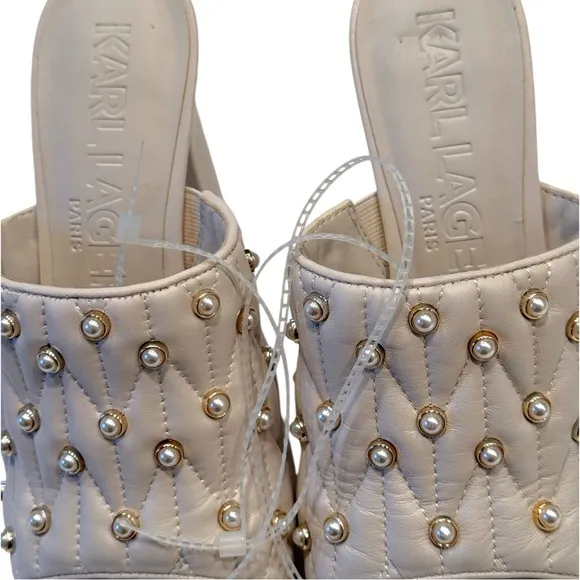 Karl Lagerfeld Pearl Studded AVIVA Platform Sandals