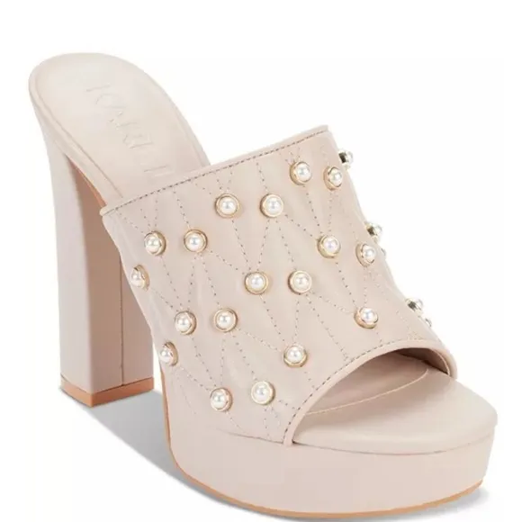 Karl Lagerfeld Pearl Studded AVIVA Platform Sandals