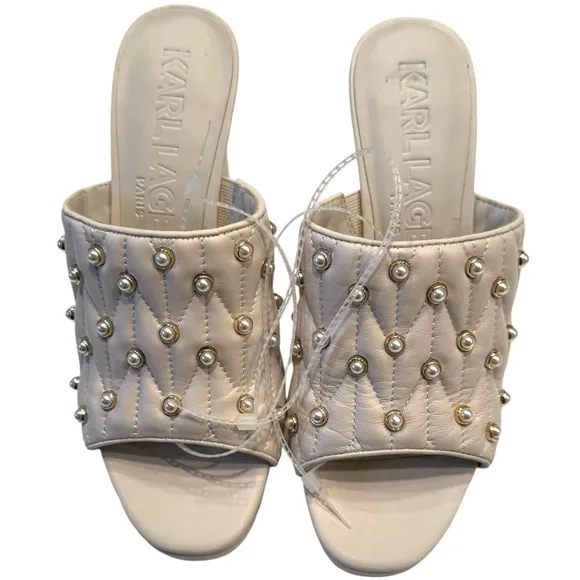 Karl Lagerfeld Pearl Studded AVIVA Platform Sandals