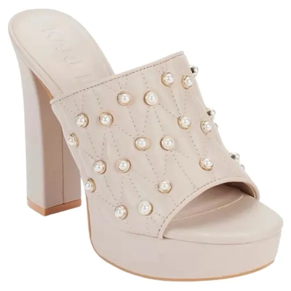 Karl Lagerfeld Pearl Studded AVIVA Platform Sandals
