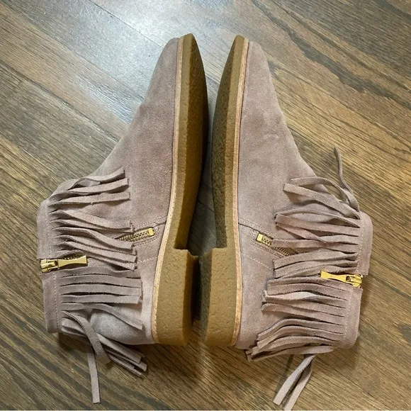 KATE SPADE BITSY SUEDE FRINGE ANKLE BOOTS Size 9.5