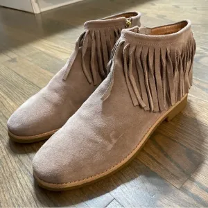 KATE SPADE BITSY SUEDE FRINGE ANKLE BOOTS Size 9.5
