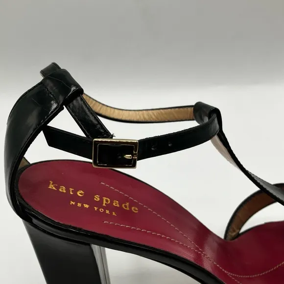 kate spade Black Lucinda T-Strapped Heeled Sandals