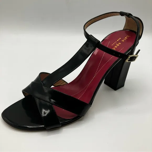 kate spade Black Lucinda T-Strapped Heeled Sandals