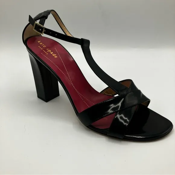 kate spade Black Lucinda T-Strapped Heeled Sandals
