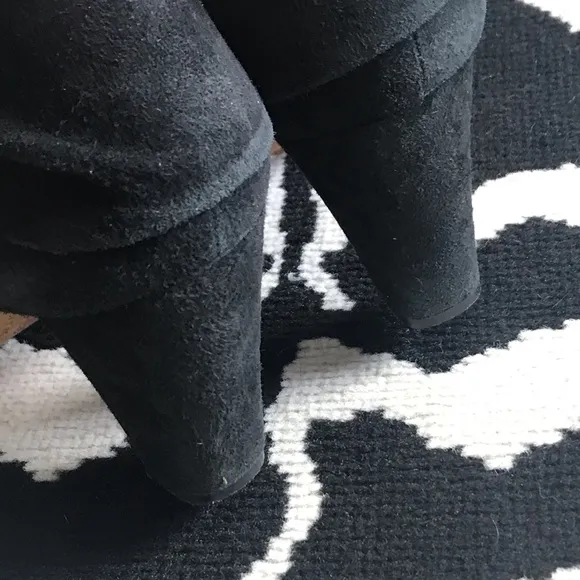 Kate Spade Black Suede Fold Over Bow Ankle Boots