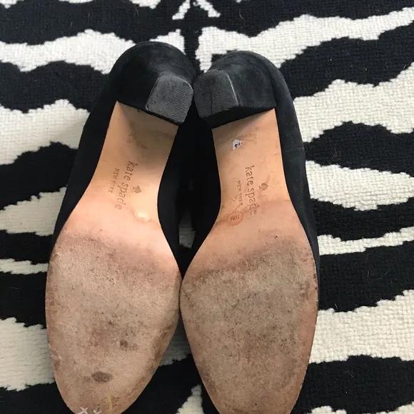 Kate Spade Black Suede Fold Over Bow Ankle Boots