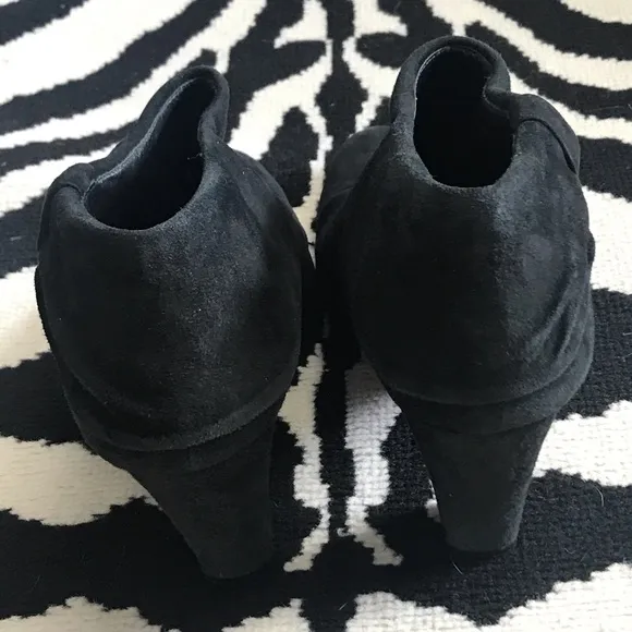 Kate Spade Black Suede Fold Over Bow Ankle Boots