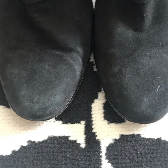Kate Spade Black Suede Fold Over Bow Ankle Boots