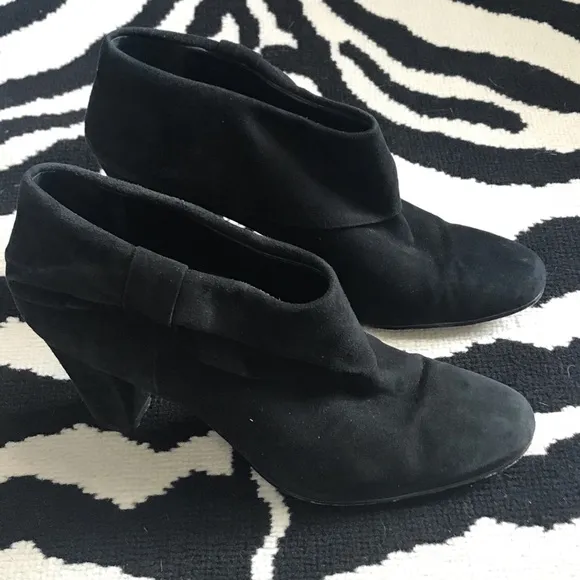 Kate Spade Black Suede Fold Over Bow Ankle Boots