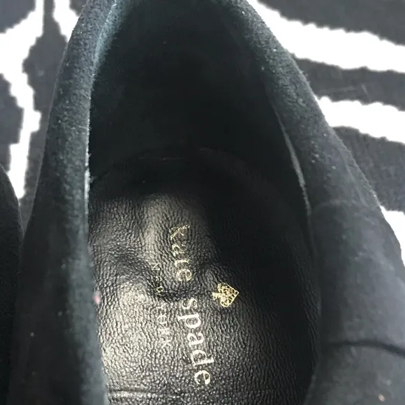 Kate Spade Black Suede Fold Over Bow Ankle Boots
