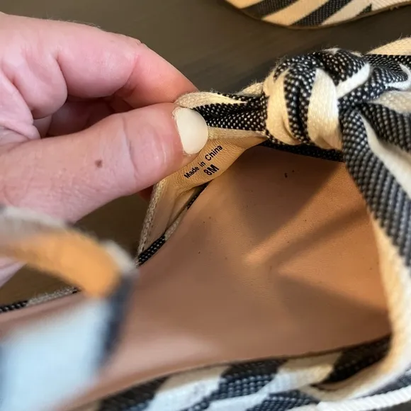 Kate Spade Janae Striped Wedge Bow Sandals