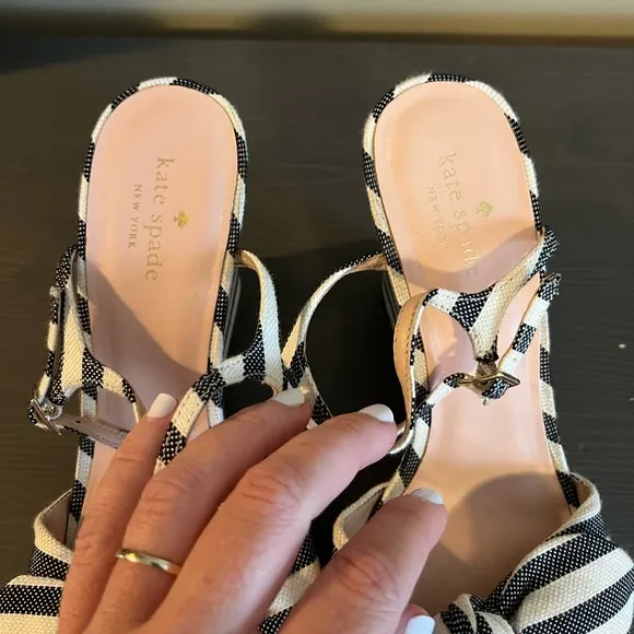 Kate Spade Janae Striped Wedge Bow Sandals
