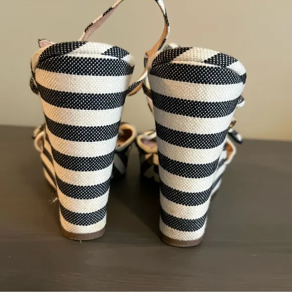 Kate Spade Janae Striped Wedge Bow Sandals