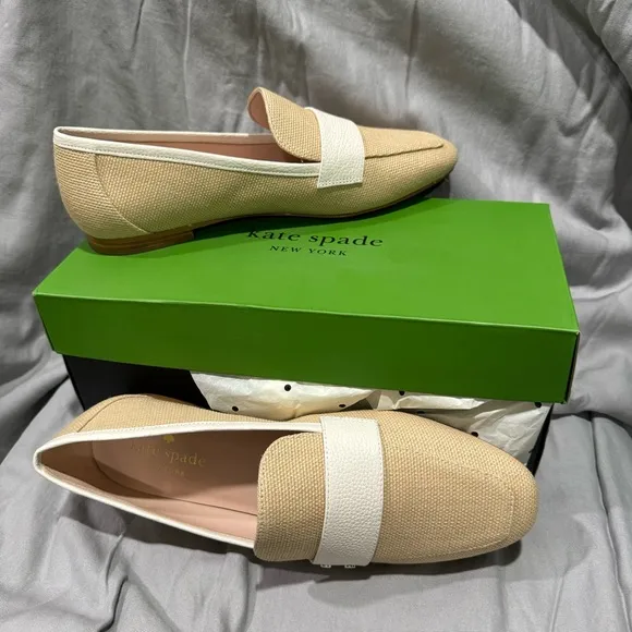 Kate Spade New York Marina Raffia Straw Loafers 8 NWT