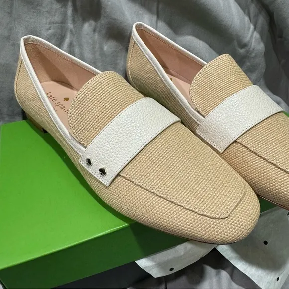 Kate Spade New York Marina Raffia Straw Loafers 8 NWT