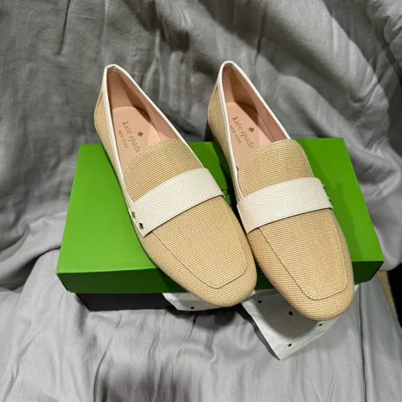 Kate Spade New York Marina Raffia Straw Loafers 8 NWT
