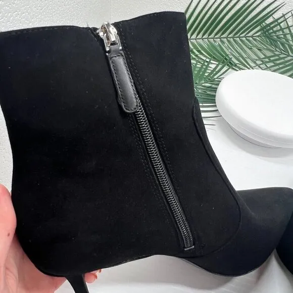 Kate Spade New York Vikki Suede Leather Ankle Boots Black Women's Size 9.5 B