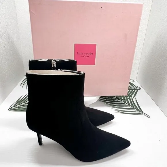 Kate Spade New York Vikki Suede Leather Ankle Boots Black Women's Size 9.5 B