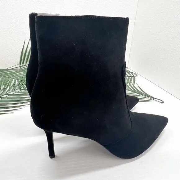 Kate Spade New York Vikki Suede Leather Ankle Boots Black Women's Size 9.5 B