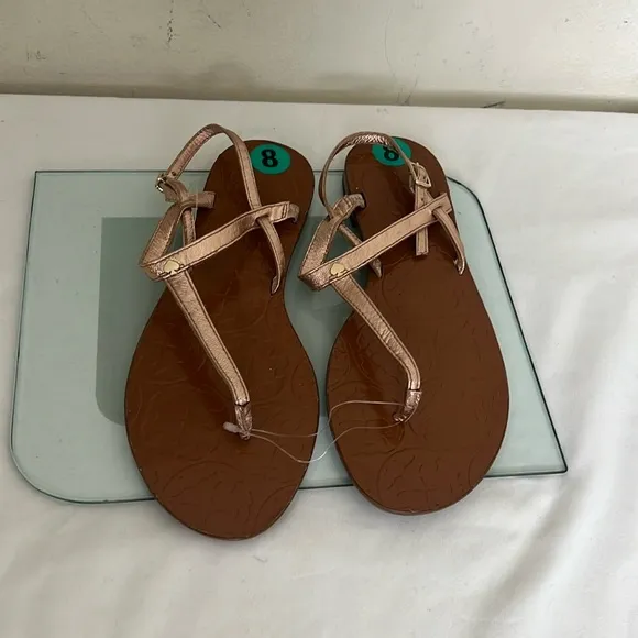 Kate Spade Sandals Rose Gold T-Strap Ankle Strap women size 8