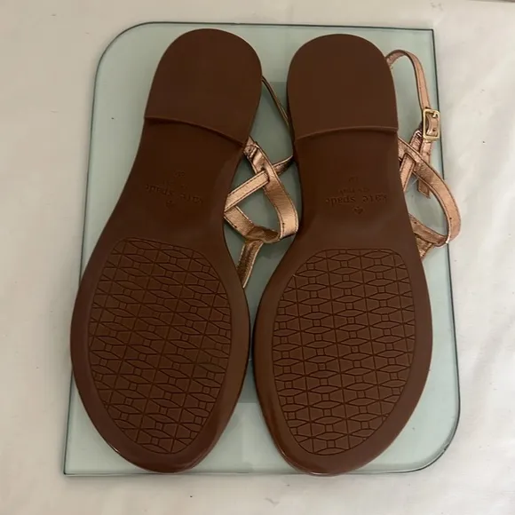 Kate Spade Sandals Rose Gold T-Strap Ankle Strap women size 8