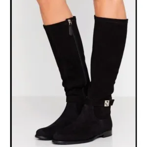 KATE SPADE Womens Black Verona Suede Zip Up Knee Boots US 8 EU 38.5